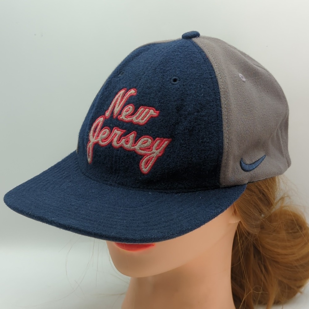 Vintage New Jersey Nets Nike Team Pro Swoosh Flex Hat Fitted Size L Wool Blend